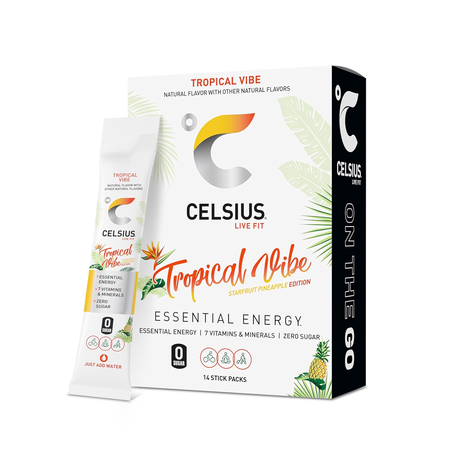 CELSIUS On The Go PEACH VIBE, Sugar Free Energy Drink Mix (14 Sticks per Pack) - Image 12