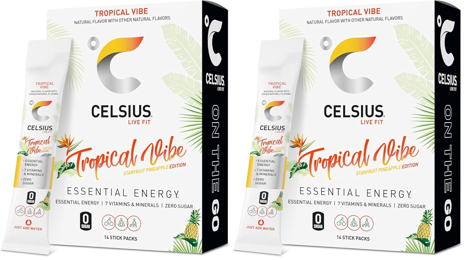 CELSIUS On The Go PEACH VIBE, Sugar Free Energy Drink Mix (14 Sticks per Pack) - Image 5