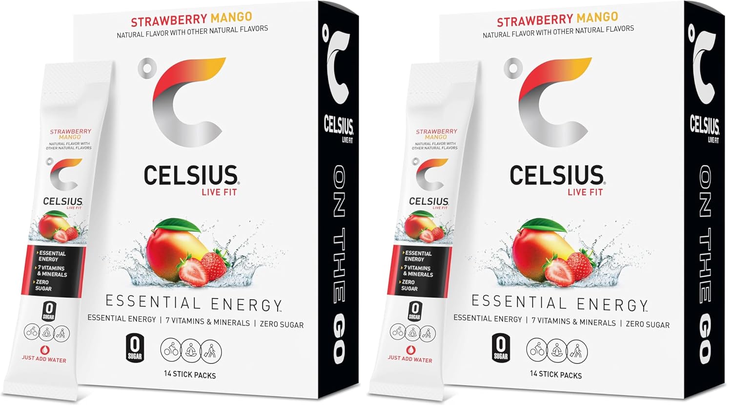 CELSIUS On The Go PEACH VIBE, Sugar Free Energy Drink Mix (14 Sticks per Pack) - Image 2