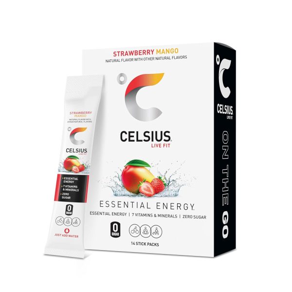 CELSIUS On The Go PEACH VIBE, Sugar Free Energy Drink Mix (14 Sticks per Pack)