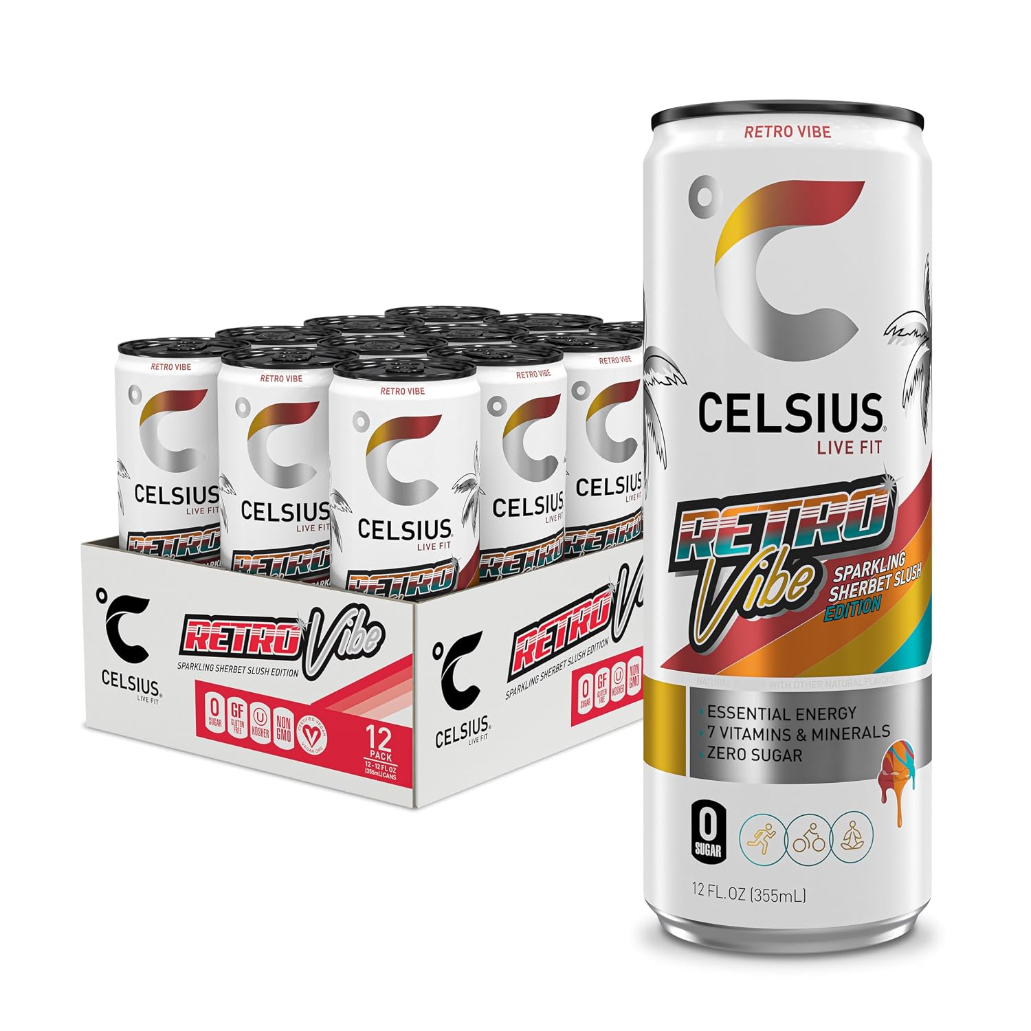 CELSIUS ASTRO VIBE Sparkling Blue Razz, Sugar Free Energy Drink, 12 Fl Oz (Pack of 12) - Image 5