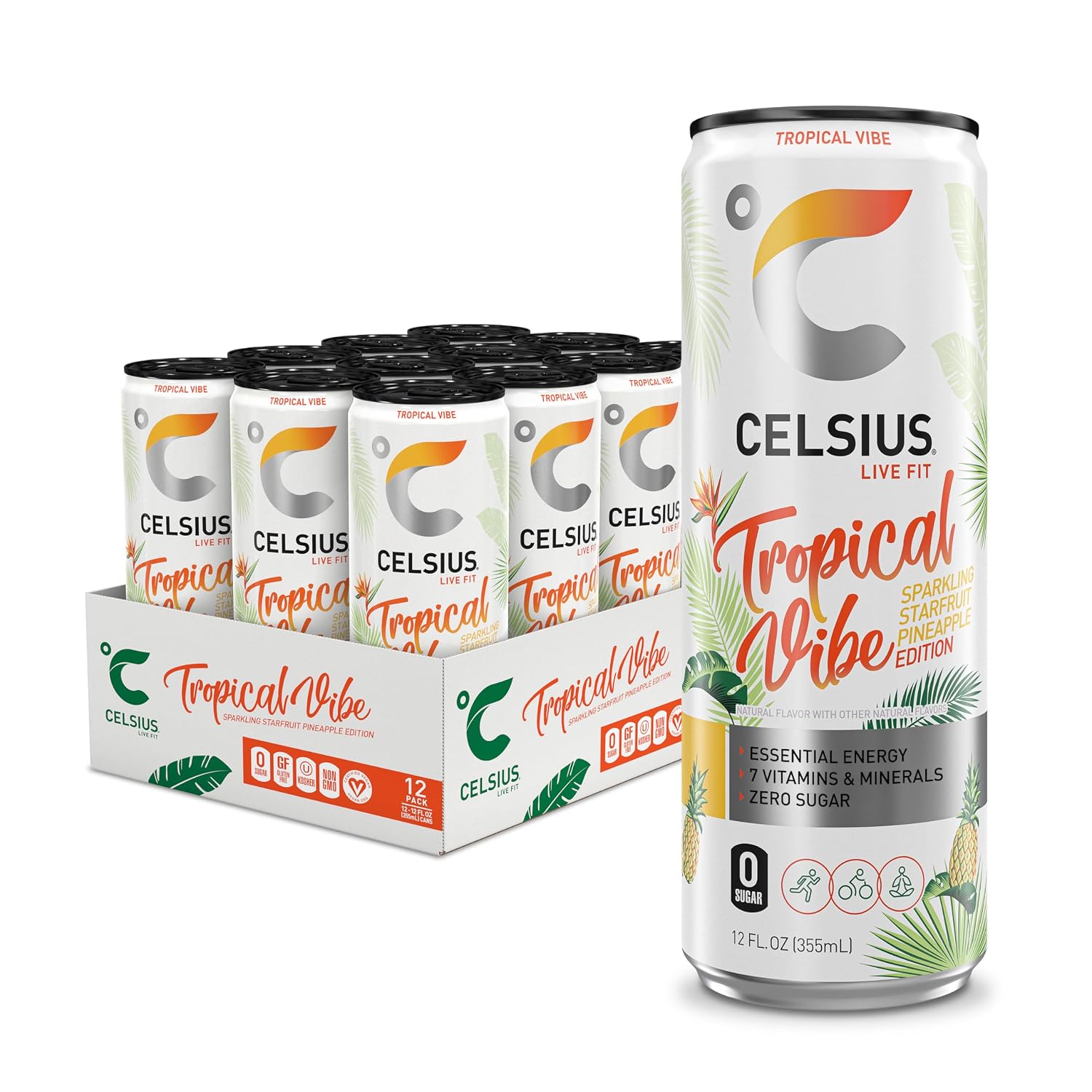 CELSIUS ASTRO VIBE Sparkling Blue Razz, Sugar Free Energy Drink, 12 Fl Oz (Pack of 12) - Image 9