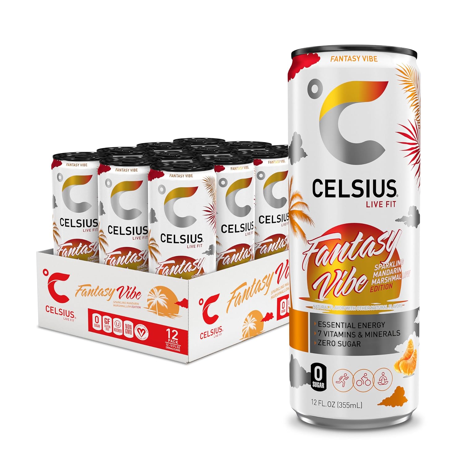 CELSIUS ASTRO VIBE Sparkling Blue Razz, Sugar Free Energy Drink, 12 Fl Oz (Pack of 12) - Image 2
