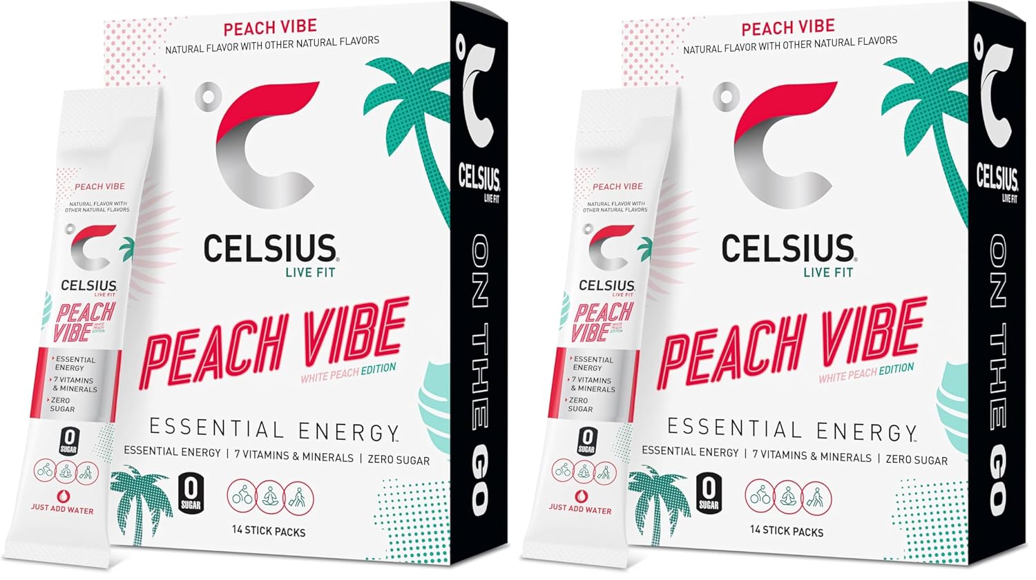 CELSIUS On The Go PEACH VIBE, Sugar Free Energy Drink Mix (14 Sticks per Pack) - Image 13