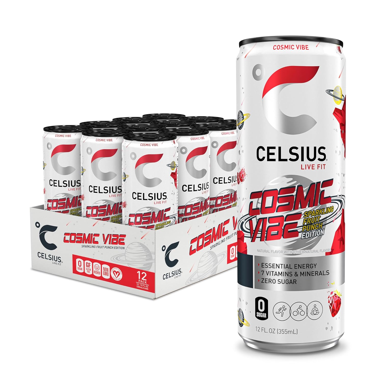 CELSIUS ASTRO VIBE Sparkling Blue Razz, Sugar Free Energy Drink, 12 Fl Oz (Pack of 12) - Image 8